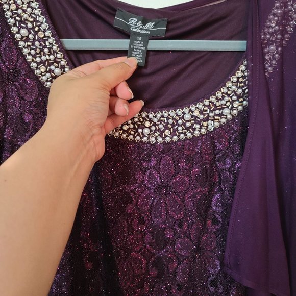 R&M collection party dress 14 size plum color - Picture 2 of 8
